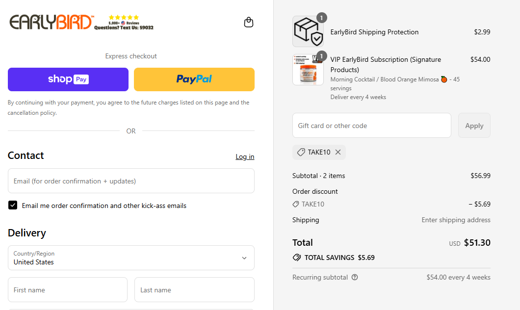 Coupon proof TAKE10