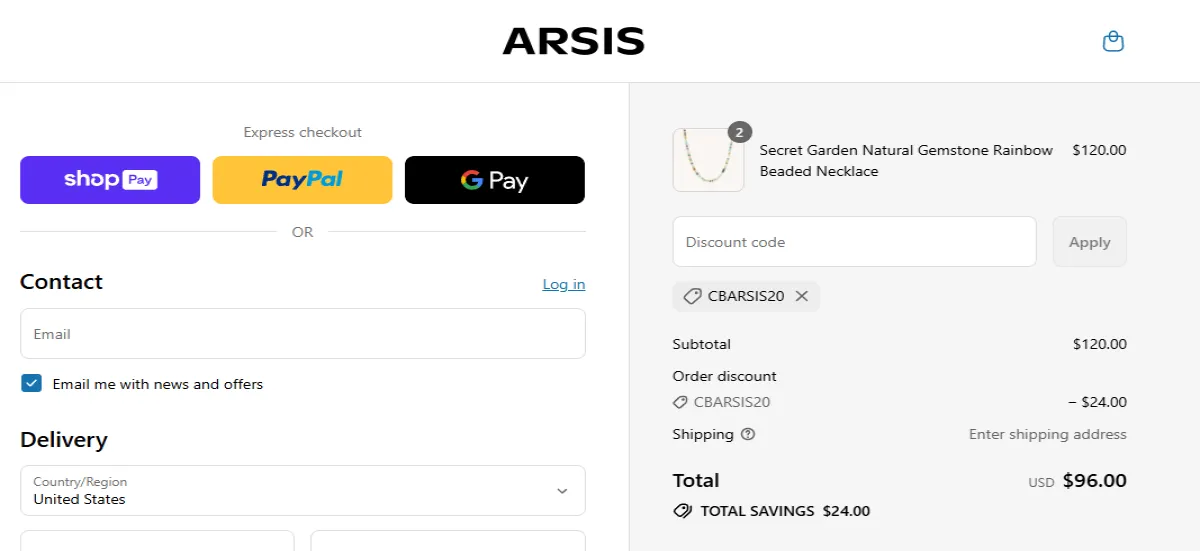 Coupon proof CBARSIS20