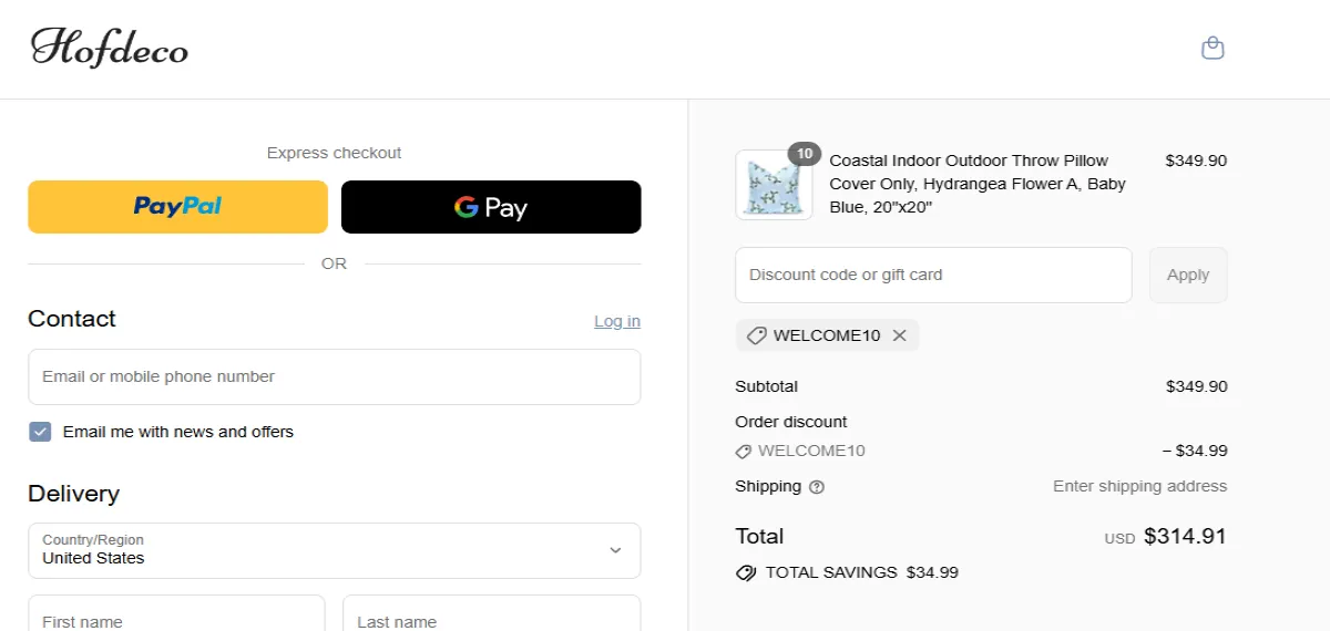 Coupon proof WELCOME10