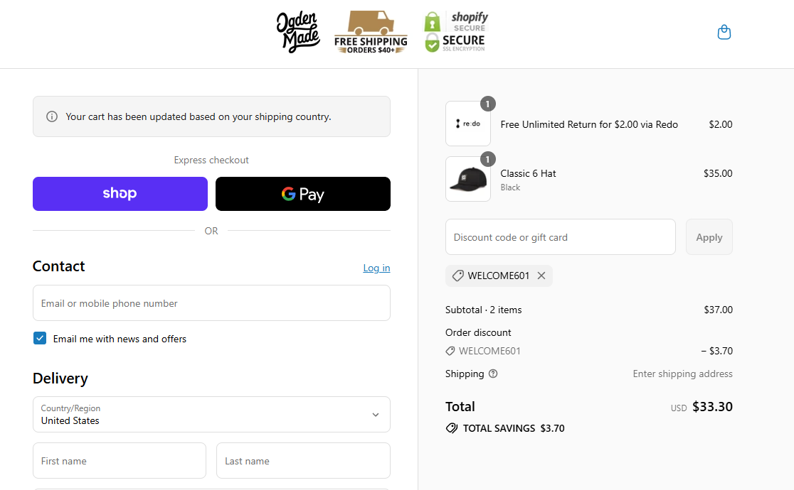 Coupon proof WELCOME601