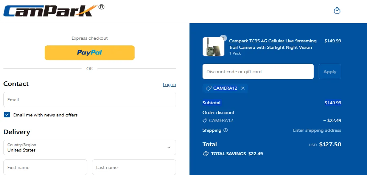 Coupon proof CAMERA12