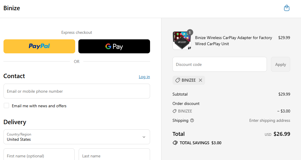 Coupon proof BINIZEE