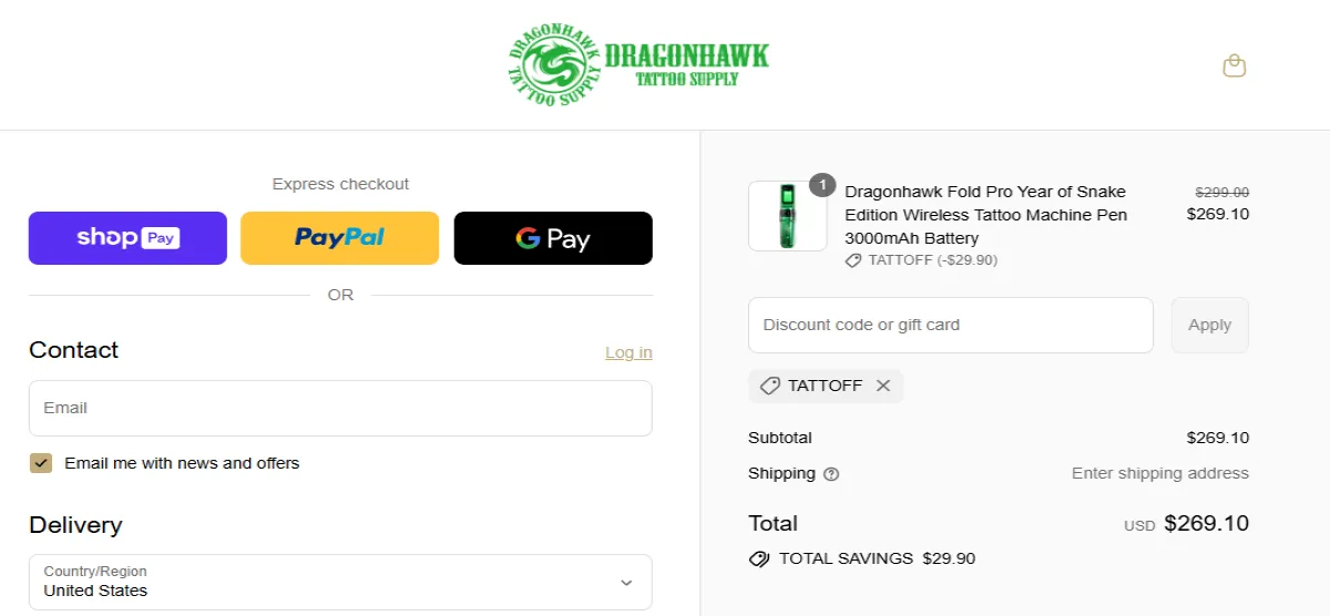 Coupon proof TATTOFF