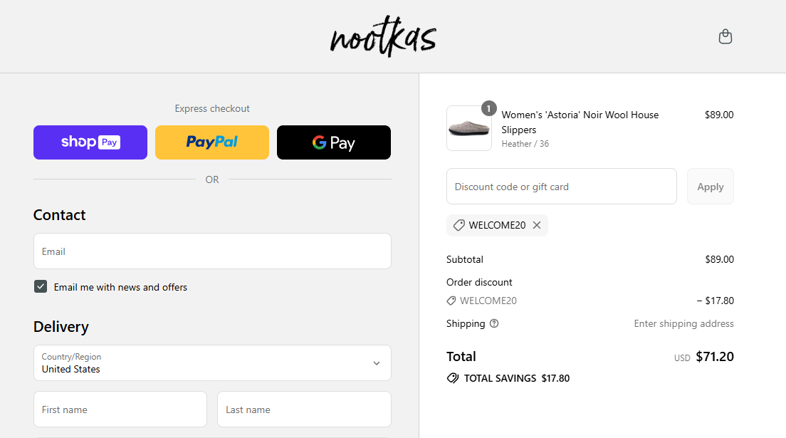 Coupon proof WELCOME20