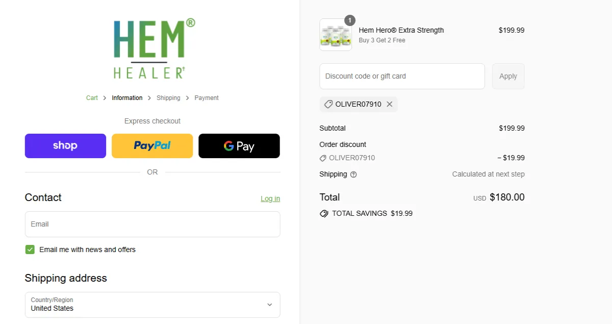 Coupon proof OLIVER07910