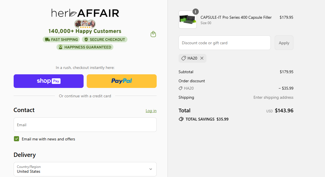 Coupon proof HA20