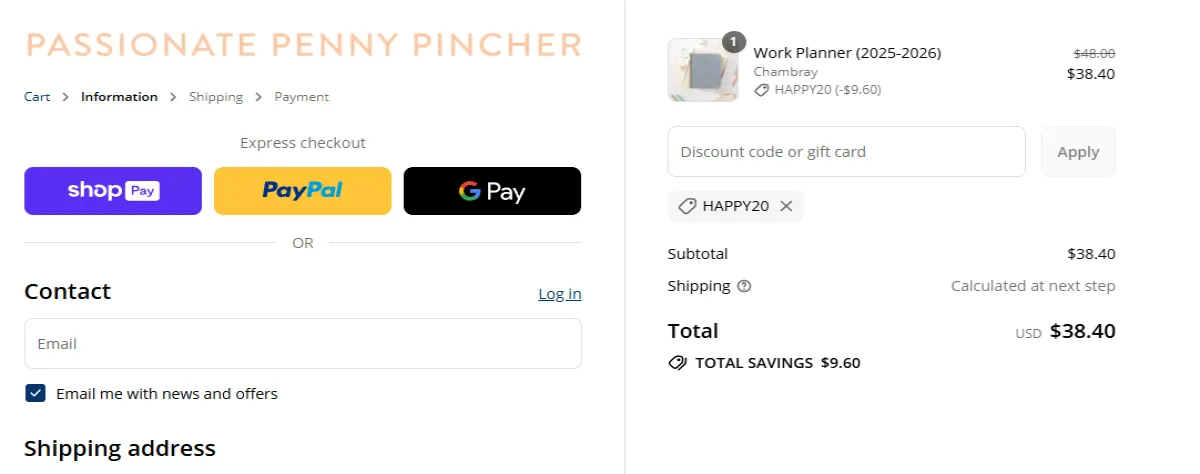 Coupon proof HAPPY20