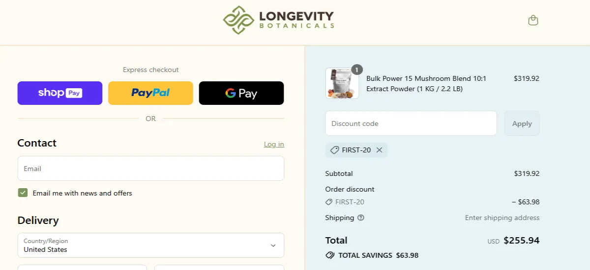 Coupon proof FIRST-20