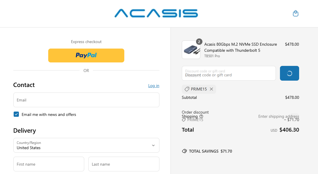Coupon proof PRIME15