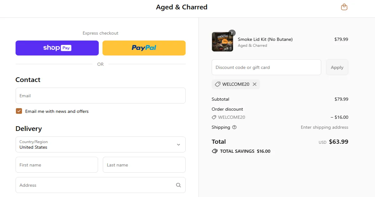 Coupon proof WELCOME20