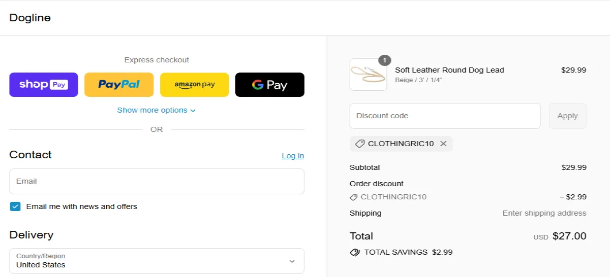 Coupon proof CLOTHINGRIC10