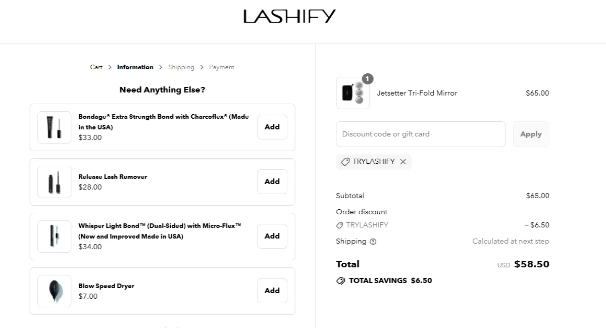 Coupon proof TRYLASHIFY