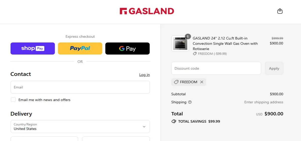 Coupon proof FREEDOM