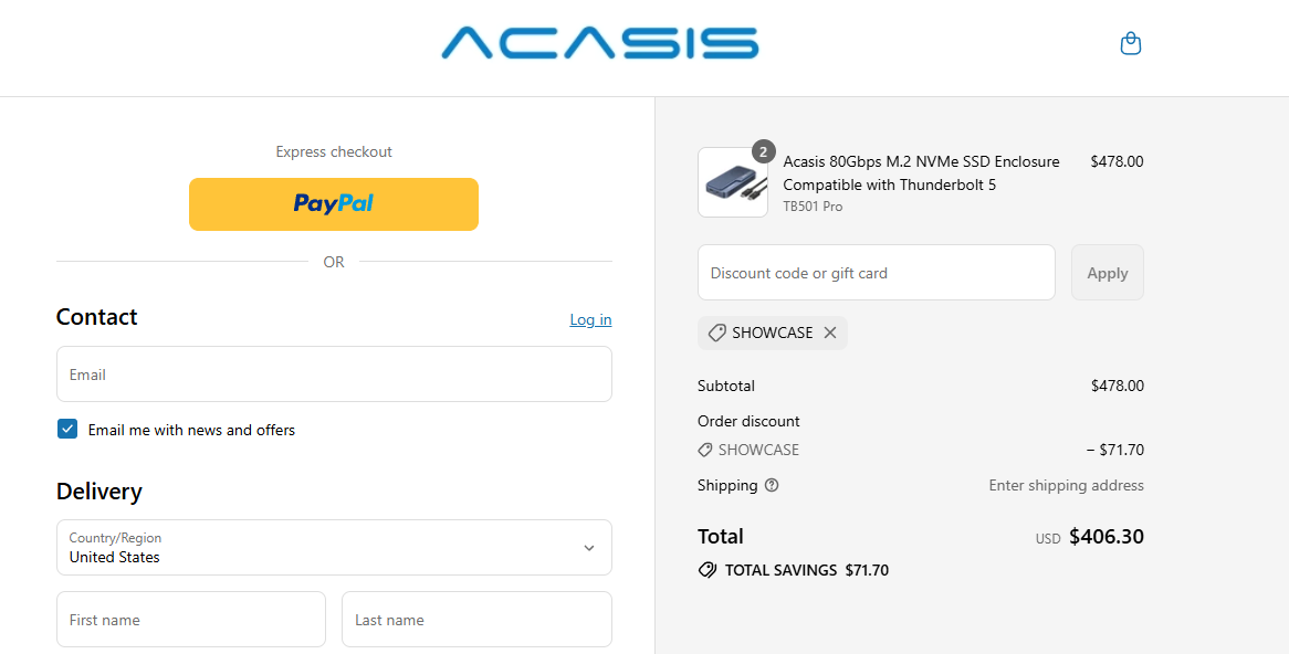 Coupon proof SHOWCASE