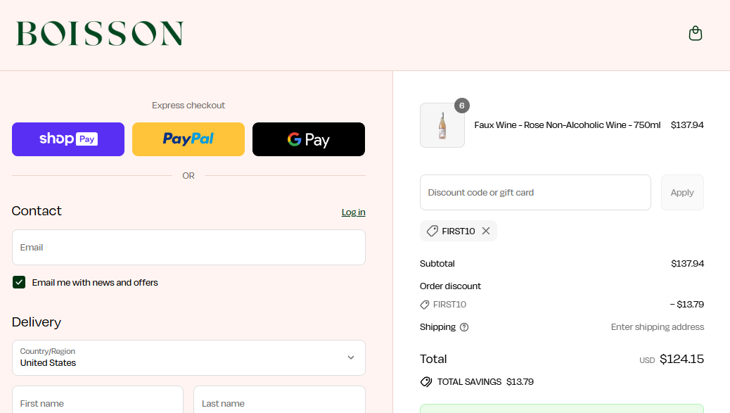Coupon proof FIRST10