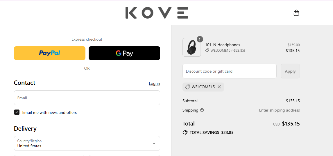 Coupon proof WELCOME15
