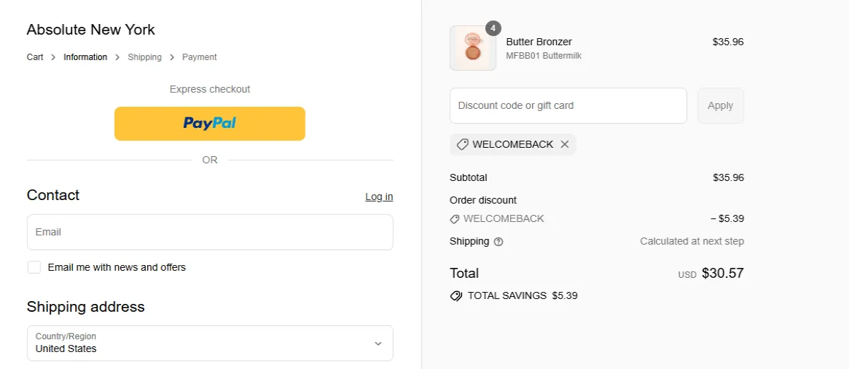 Coupon proof WELCOMEBACK