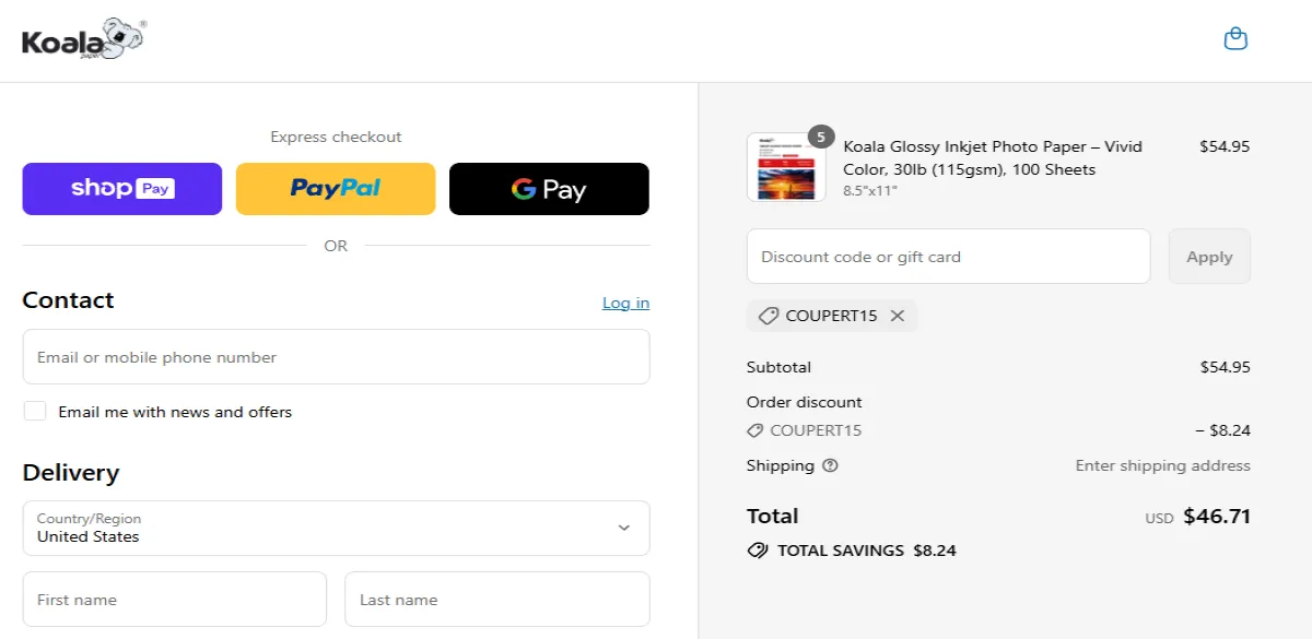 Coupon proof COUPERT15