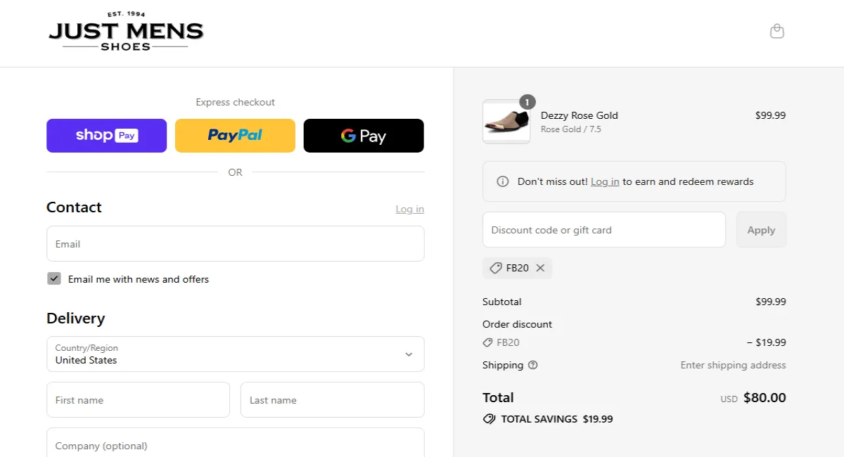Coupon proof FB20