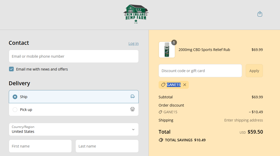 Coupon proof GANE15