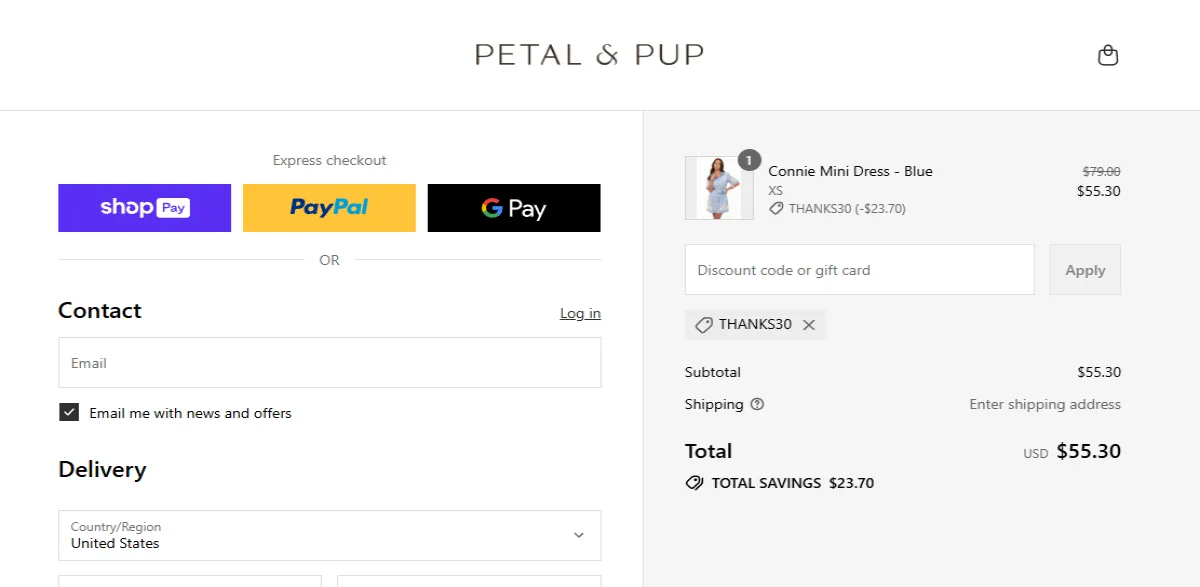 Coupon proof THANKS30