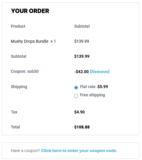 Coupon proof sub30