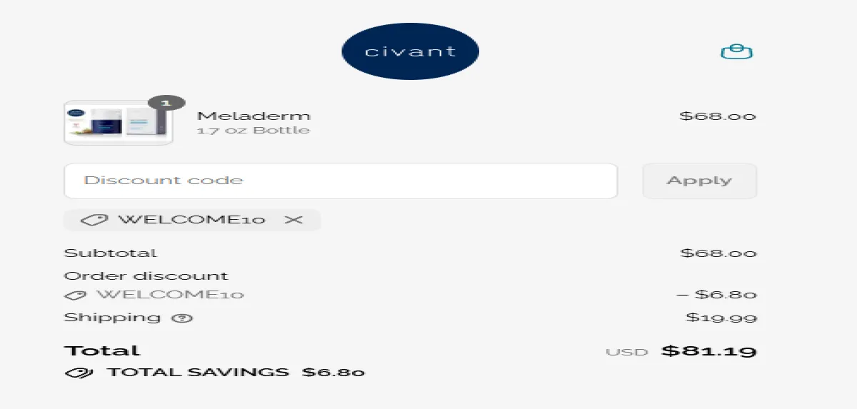 Coupon proof WELCOME10