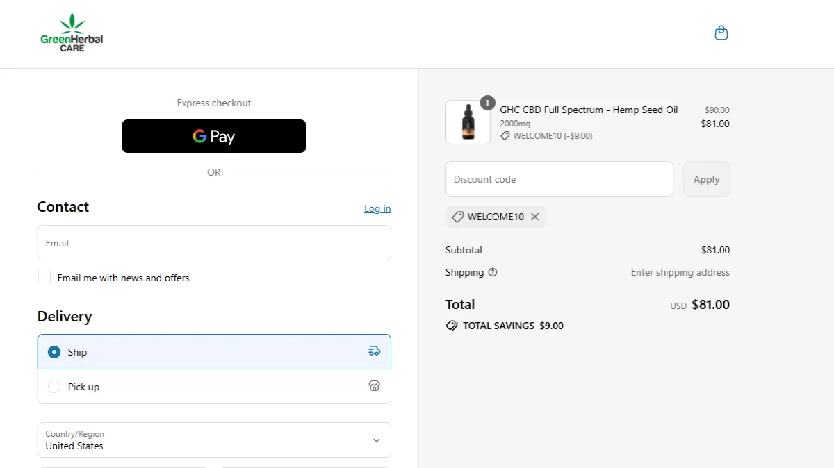 Coupon proof WELCOME10