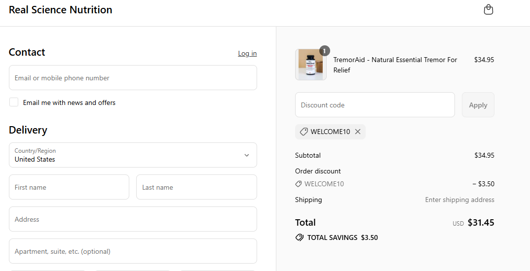 Coupon proof WELCOME10