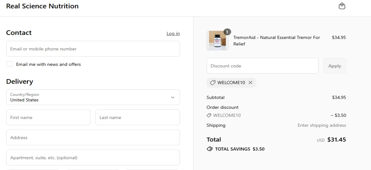 Coupon proof WELCOME10