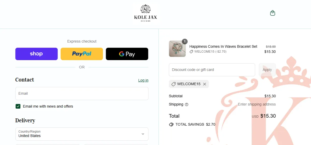 Coupon proof WELCOME15