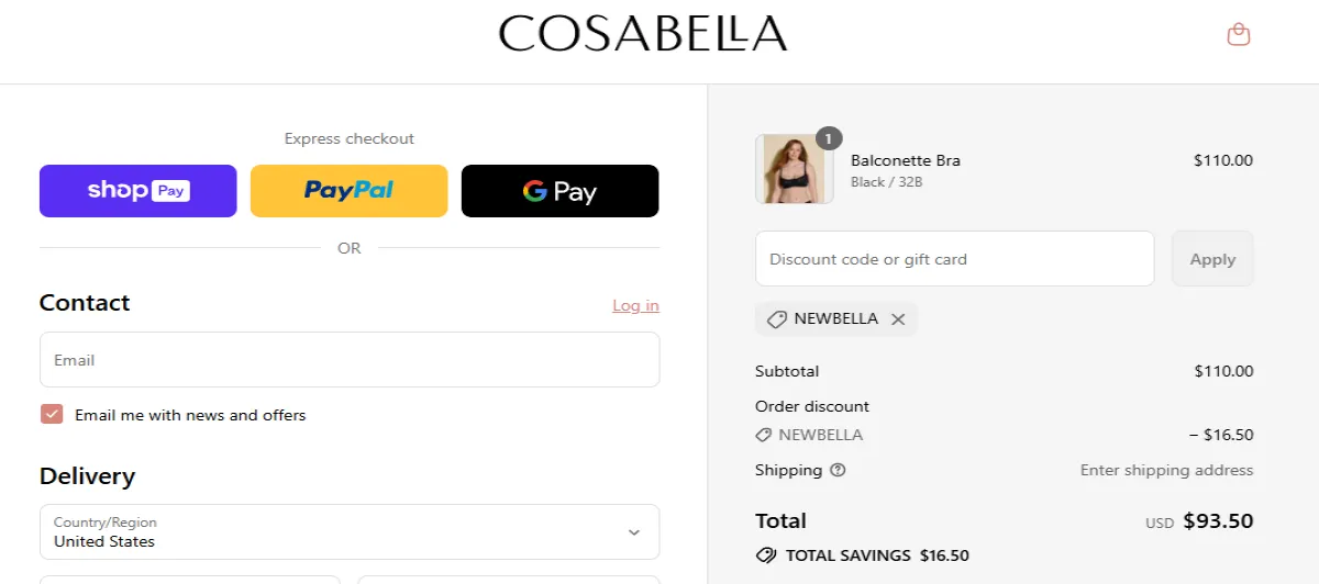 Coupon proof NEWBELLA