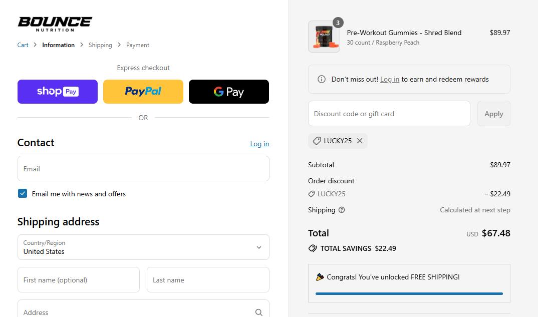 Coupon proof LUCKY25