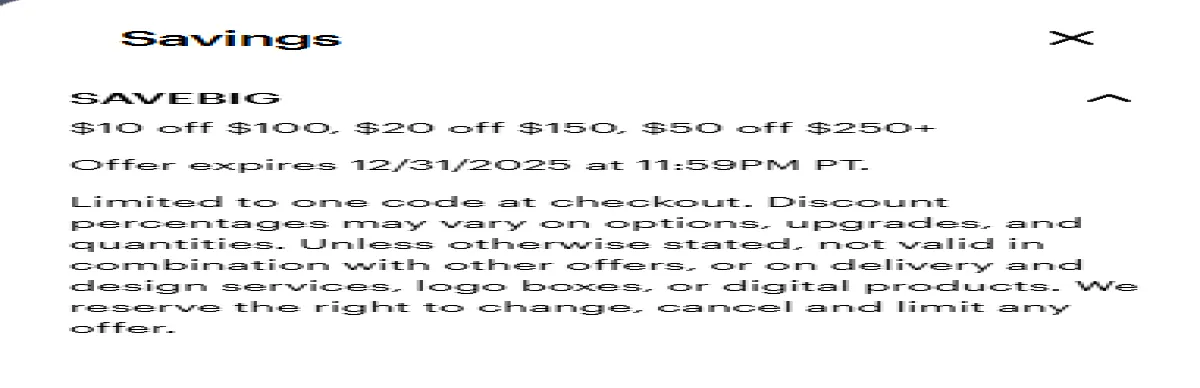 Coupon proof SAVEBIG