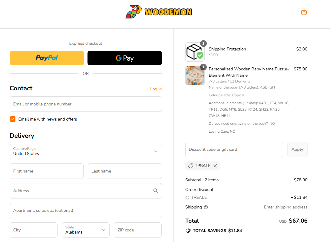 Coupon proof TPSALE