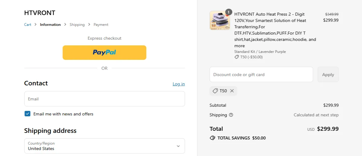 Coupon proof T50
