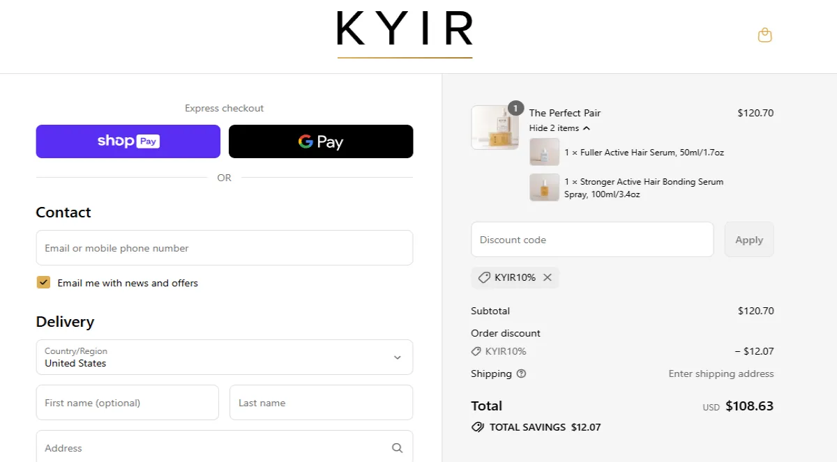 Coupon proof KYIR10%