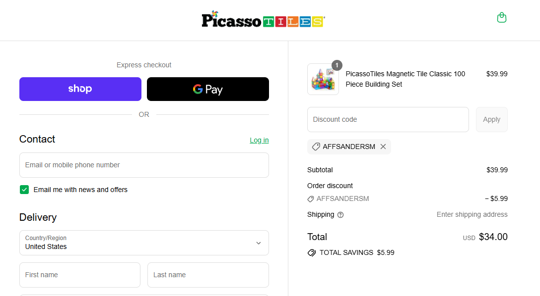 Coupon proof AFFSANDERSM