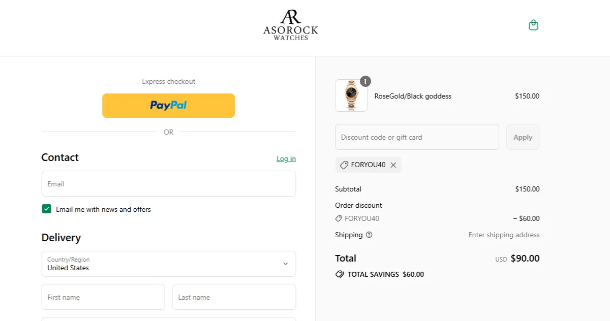 Coupon proof FORYOU40