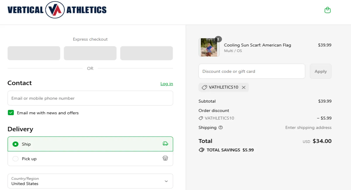 Coupon proof VATHLETICS10