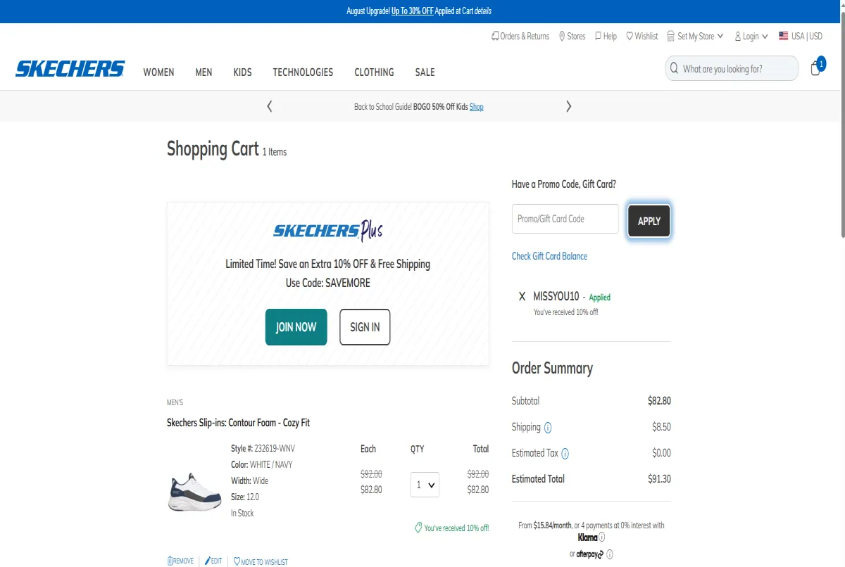 Coupon proof MISSYOU10