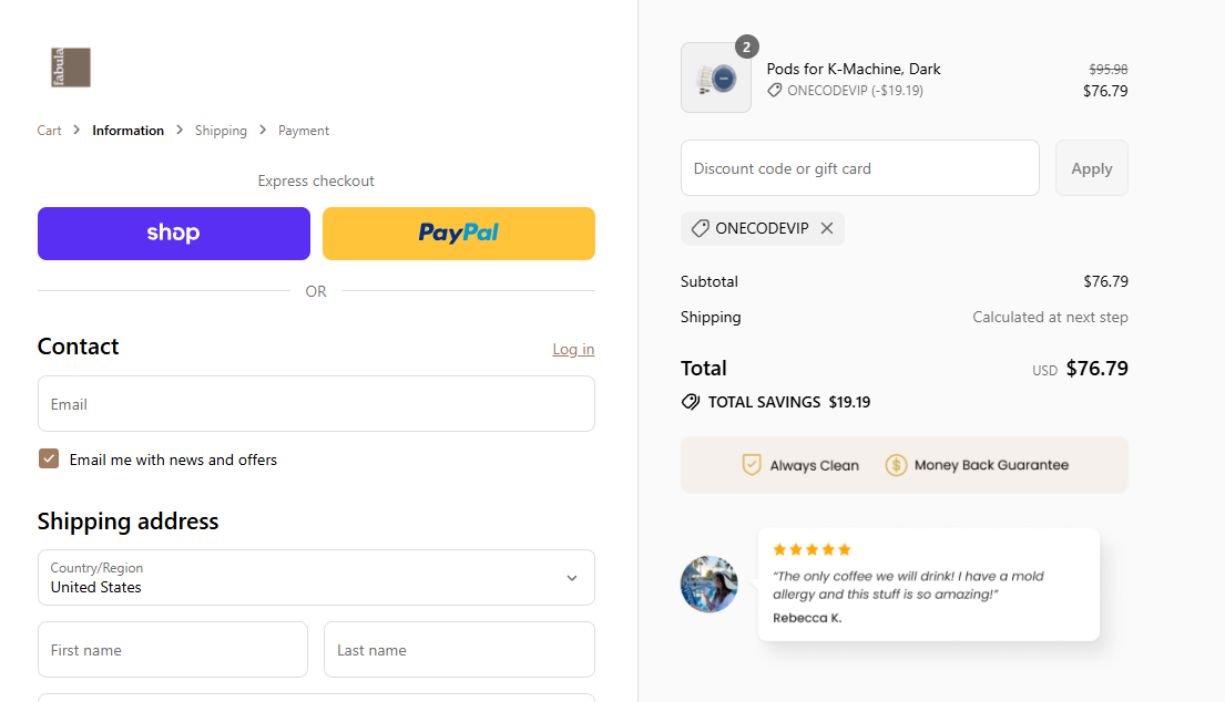 Coupon proof ONECODEVIP