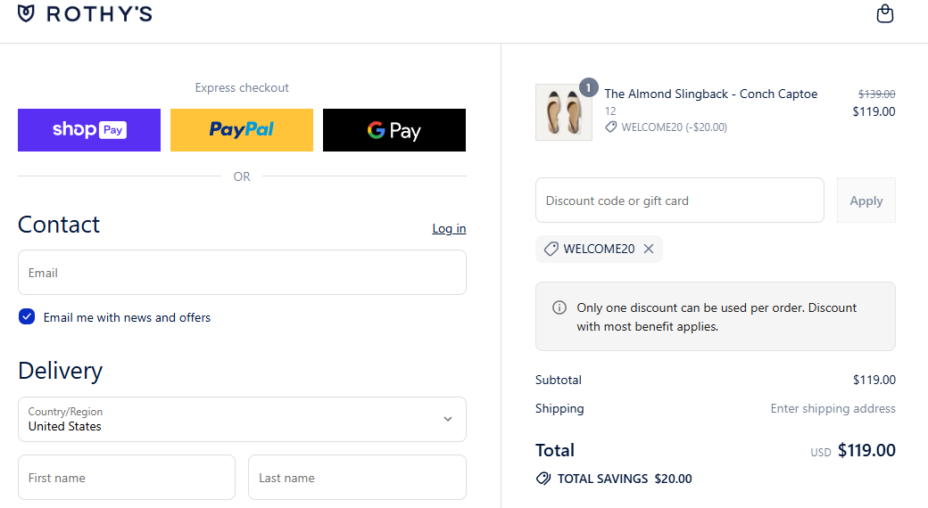 Coupon proof WELCOME20