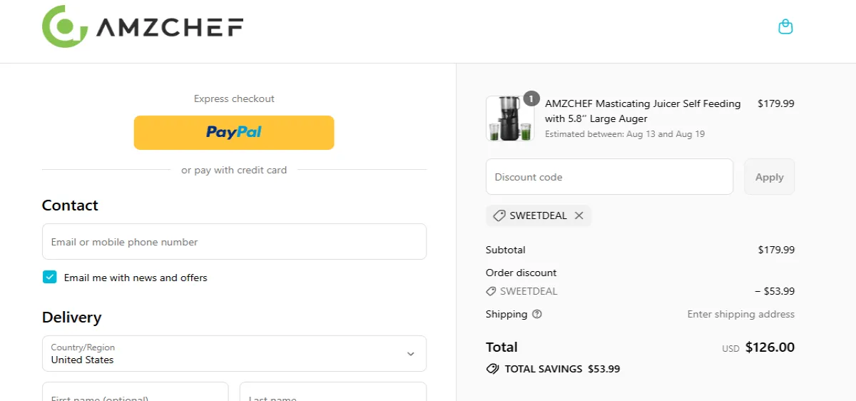 Coupon proof SWEETDEAL