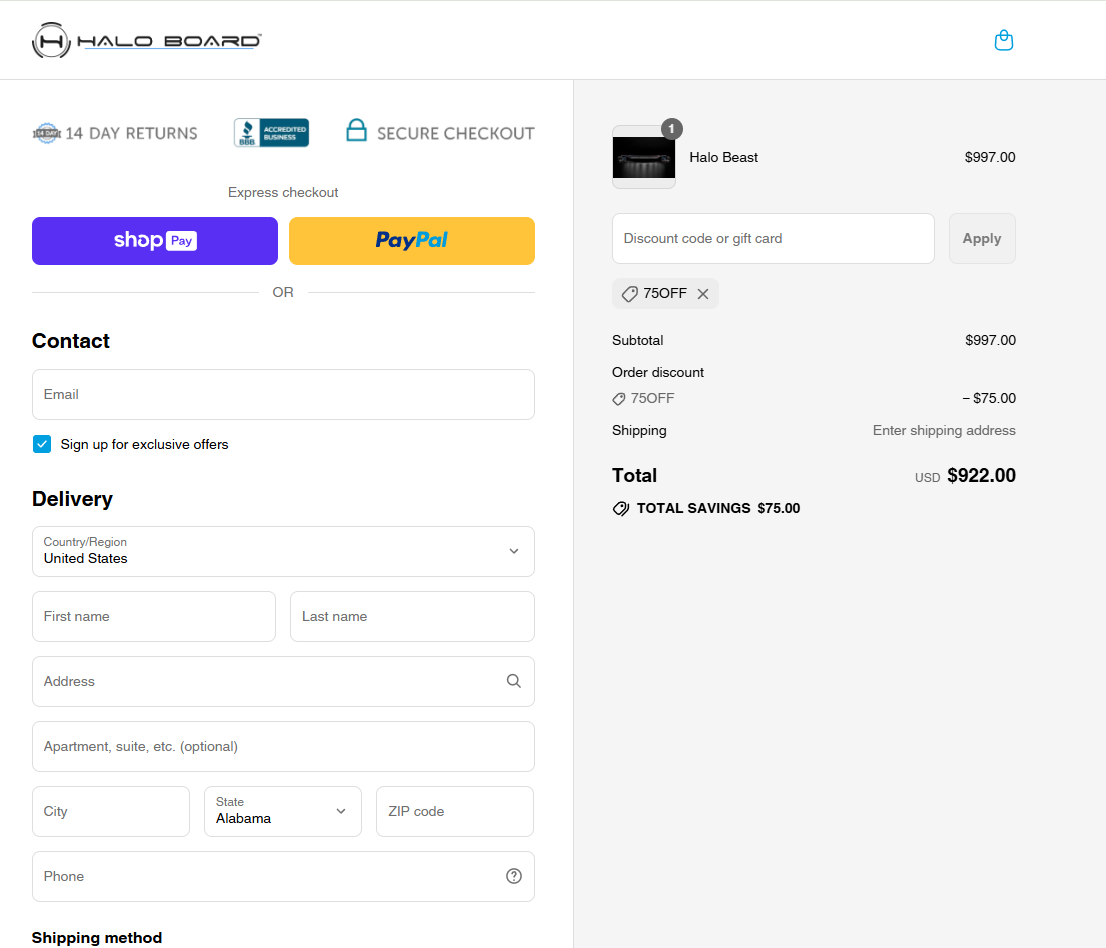 Coupon proof 75OFF