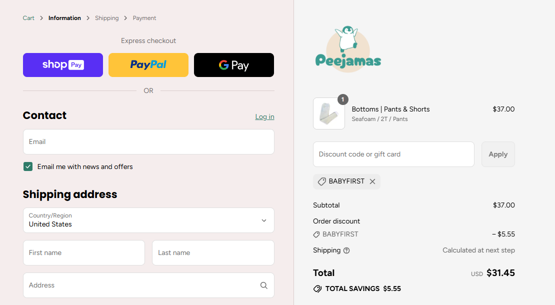 Coupon proof BABYFIRST