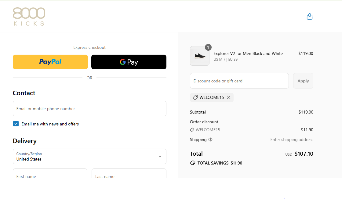 Coupon proof WELCOME15