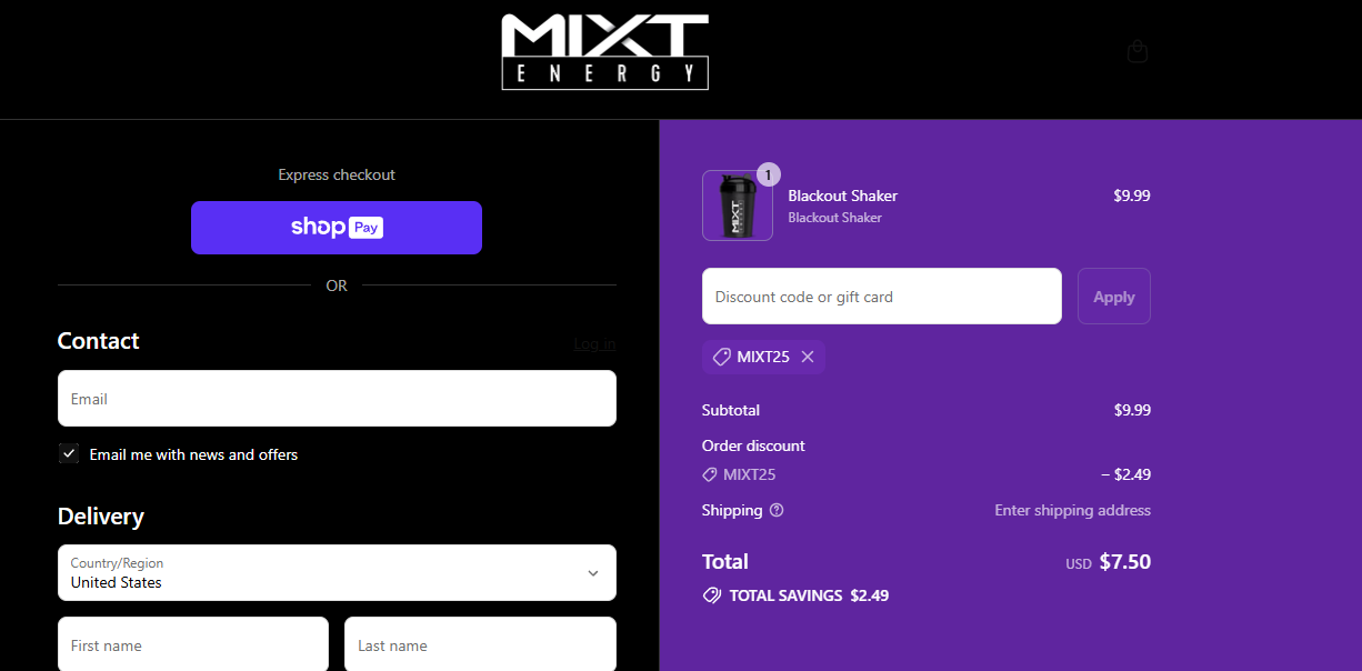 Coupon proof MIXT25