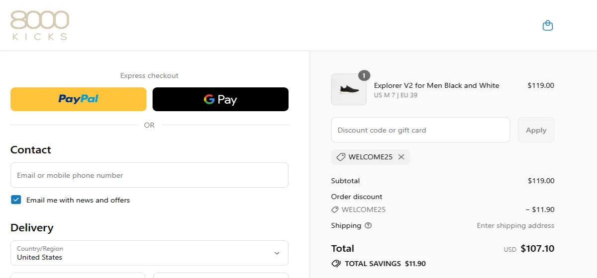 Coupon proof WELCOME25