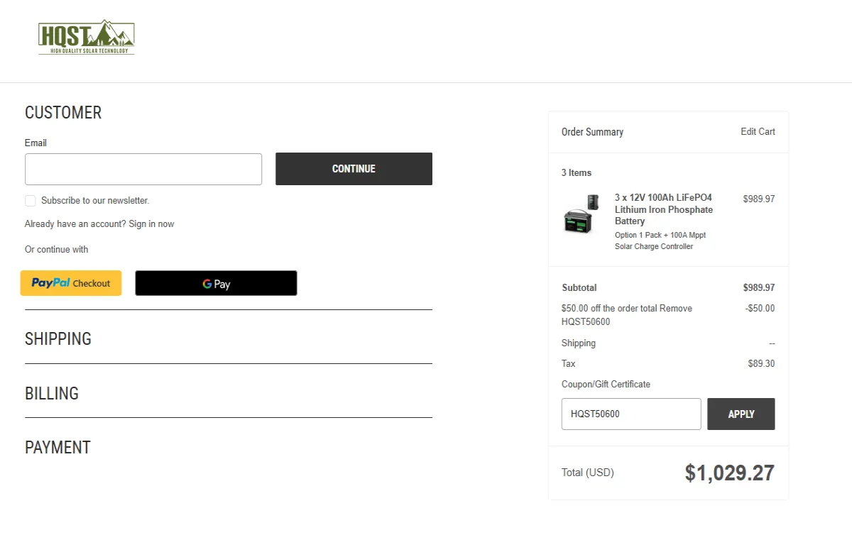 Coupon proof HQST50600
